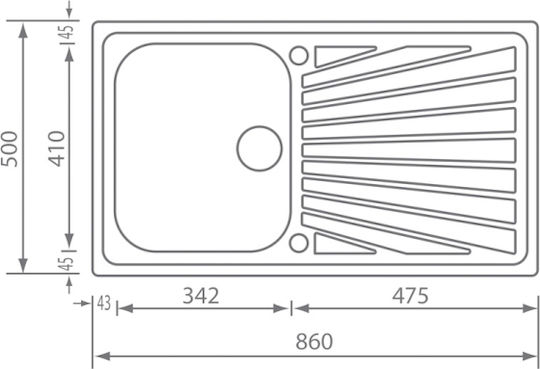 Sanitec Cometa Ένθετος Νεροχύτης Inox Σατινέ Μ86xΠ50cm Ασημί