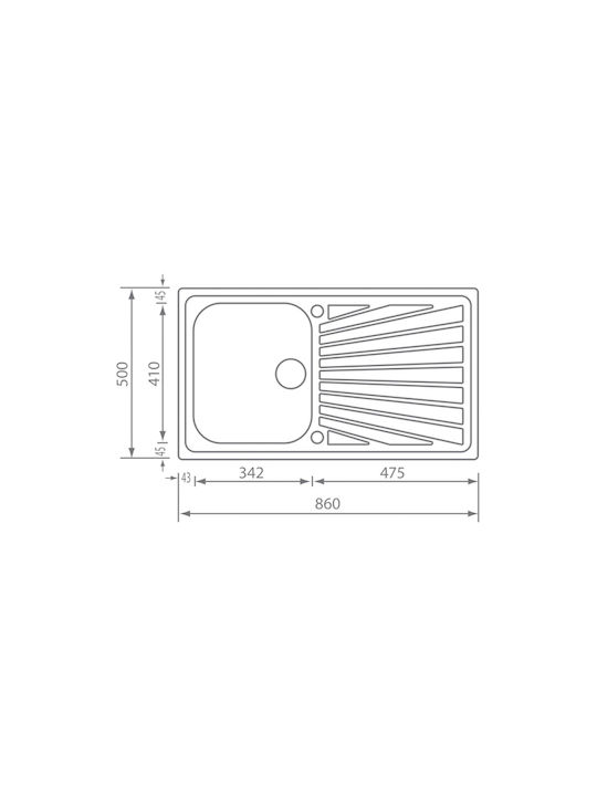 Sanitec Ένθετος Νεροχύτης Inox Σαγρέ Μ86xΠ50cm Ασημί