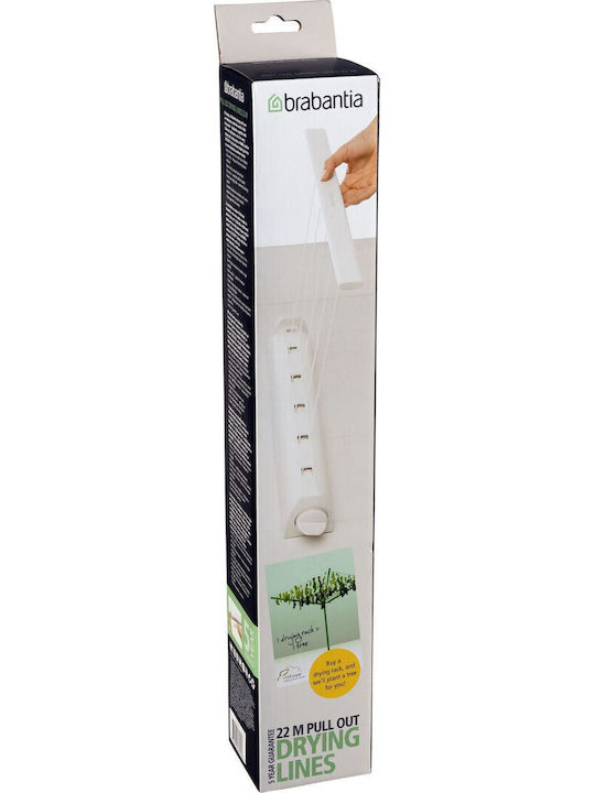 Brabantia Πτυσσόμενη Απλώστρα Βιδωτή από Μέταλλο με Μήκος Απλώματος 22m