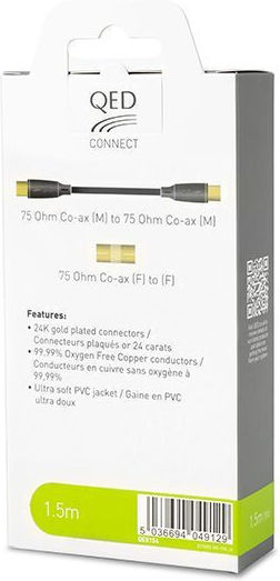 QED Καλώδιο Κεραίας Coax male - Coax female Μαύρο 1.5m (QE8154)