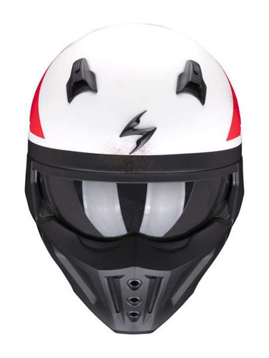 Scorpion Covert-X Solid T-Rust Helmet Modular ECE 22.05 Matte White/Red Scorpion Covert-X Solid T-Rust Helmet Modular ECE 22.05 Matte White/Red