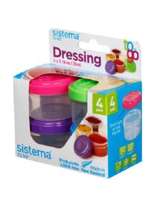 Sistema Dressing To Go Cutie pentru Mâncare Plastic Multicolor Potrivit pentru Cuptor cu Microunde 4buc