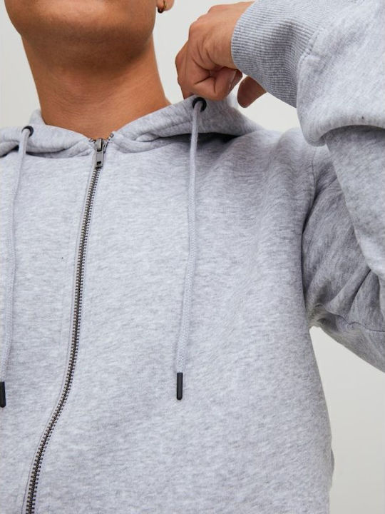 Jack & Jones Ζακέτα Light Grey Melange με Κουκούλα