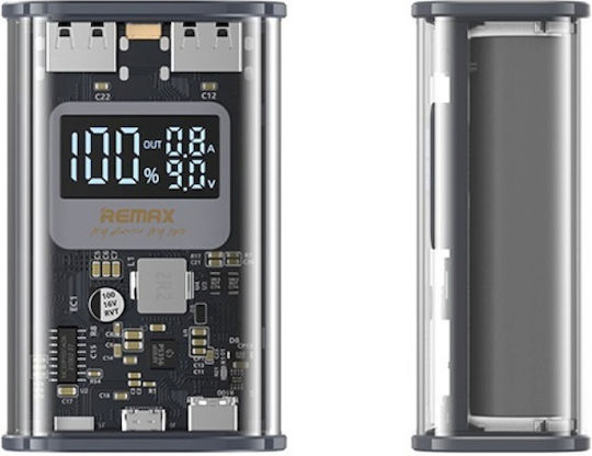 Remax RPP-570 Power Bank 10000mAh 22.5W with 2 USB-A Output Ports and USB-C Output Port Grey