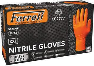 Ferreli Nitrile Safety Disposable Gloves Orange