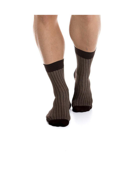 Inizio 2 Men's Solid Color Socks Brown 2Pack