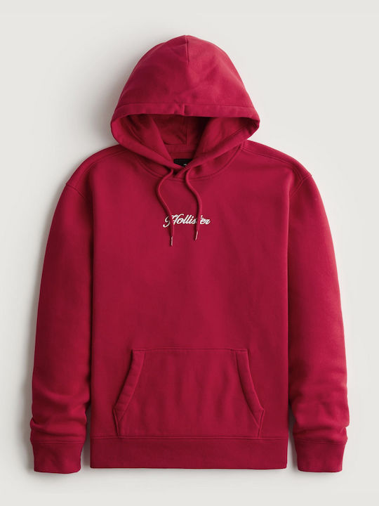 Hollister Men's Sweatshirt with Hood and Pockets Red