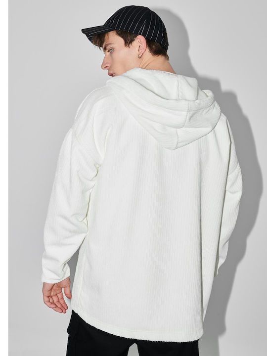 Men's Fleece Jacket with Hood White