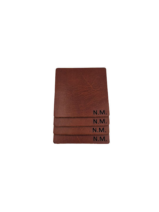 ByLeather Round PU Brown Coasters 9cm 4pcs