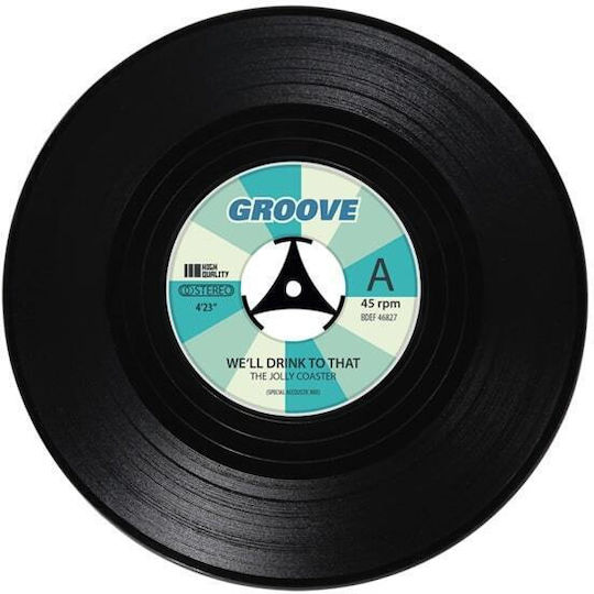 Out of the Blue Vinyl Record Round Wooden Multicolour Coaster 4 Pieces