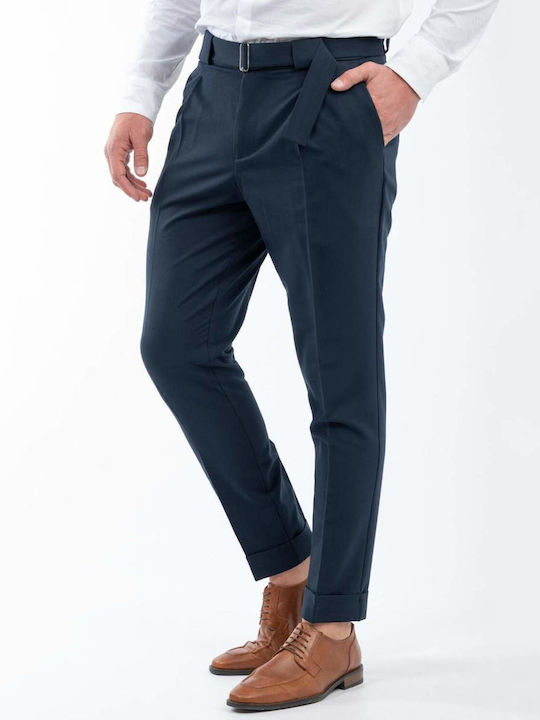 Men's Elastic Navy Blue Trousers
