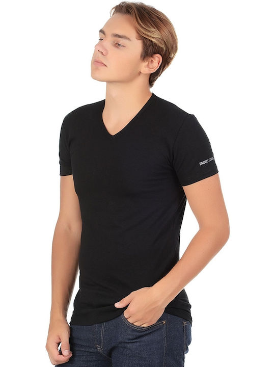 Men's Undershirt Short-sleeved in Black Color