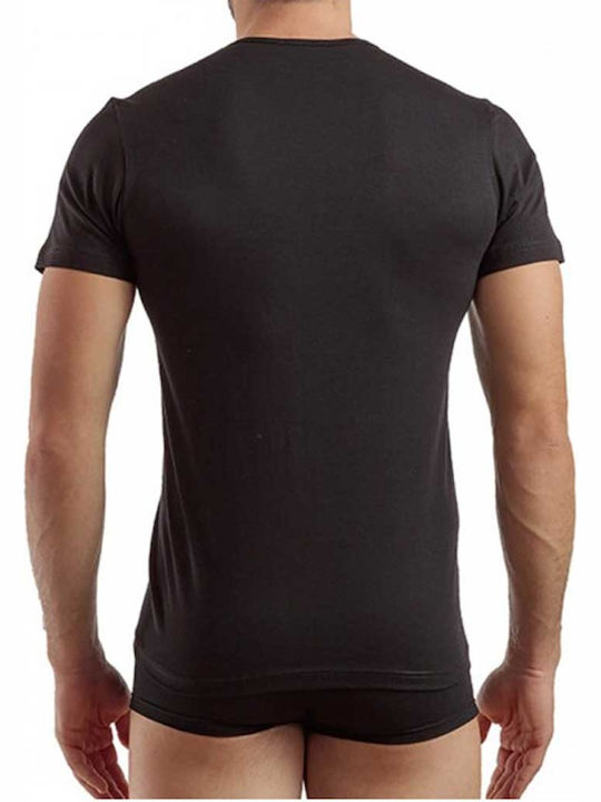 Enrico Coveri Men's Short Sleeve Undershirt Black