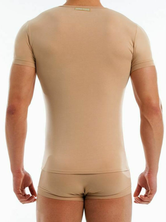 Men's Short Sleeve Undershirt Beige