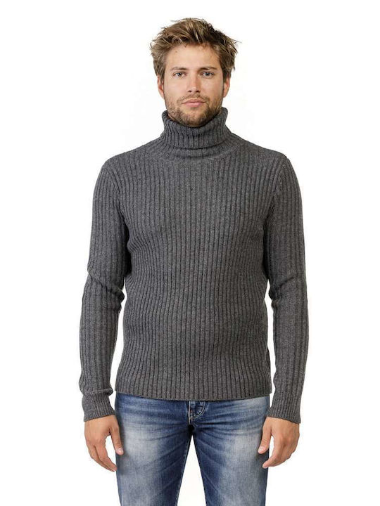 Devergo Men's Long Sleeve Sweater Turtleneck Gray