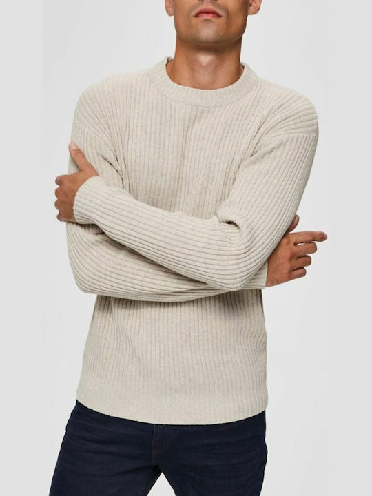 Selected Men's Long Sleeve Sweater Beige