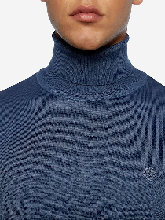 Brokers Jeans Men's Long Sleeve Sweater Turtleneck Blue