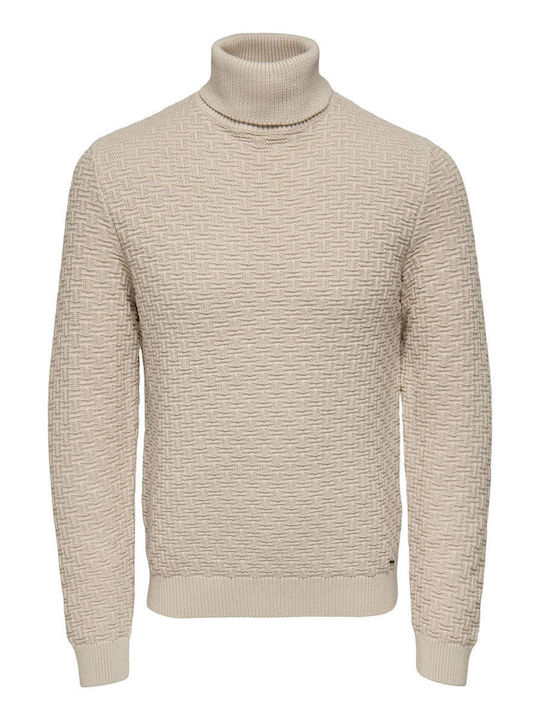 Only & Sons Herren Langarm-Pullover Rollkragen Gray