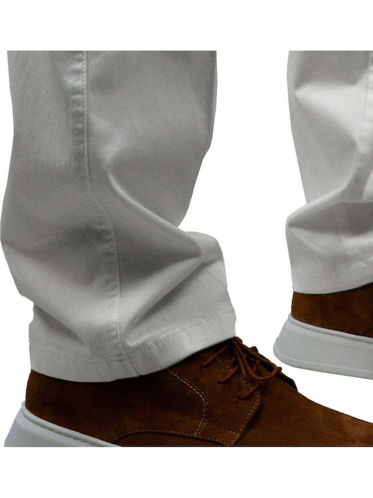 Pantaloni Chino cu Croială Normală Alb