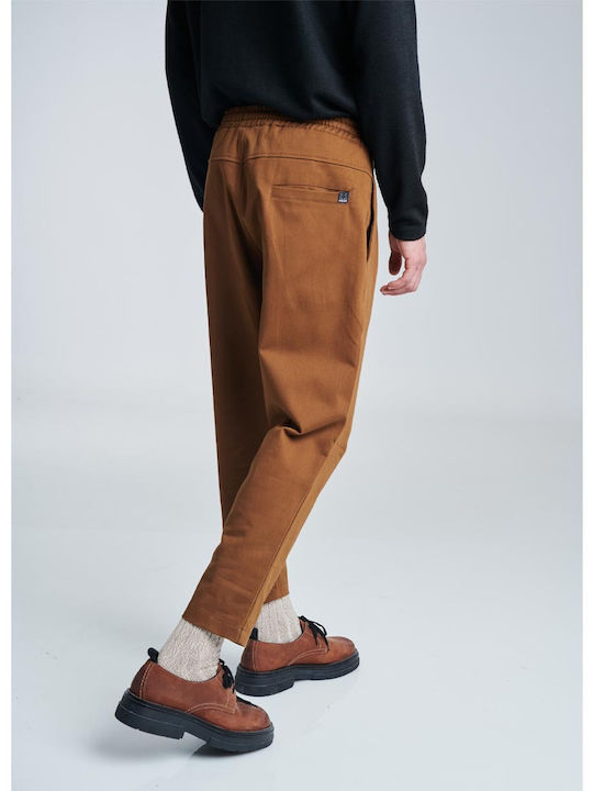 Pantaloni Elastic cu Croială Normală Maro