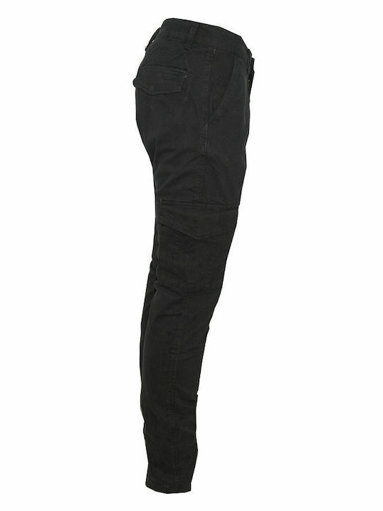 Van Hipster Men's Trousers Cargo Elastic in Slim Fit Black