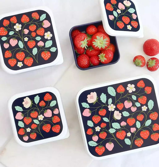 A Little Lovely Company Strawberries Plastic Kids' Lunch Set Multicolour