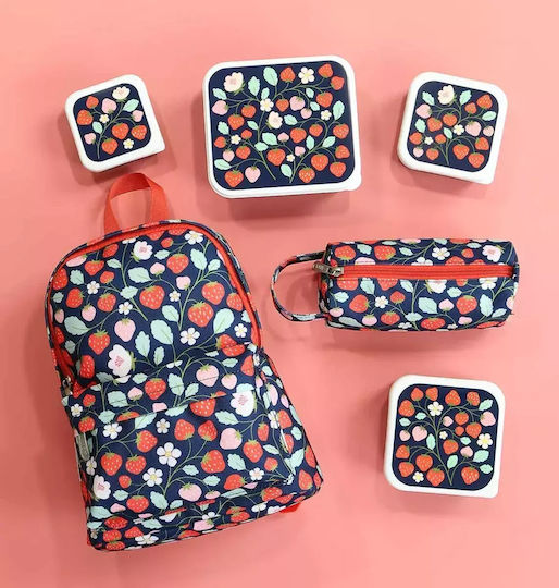A Little Lovely Company Strawberries Plastic Kids' Lunch Set Multicolour