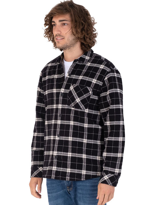Μακρυμάνικo Overshirt Καρό Μαύρο