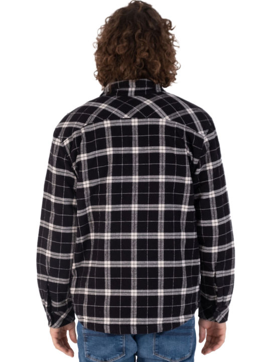 Μακρυμάνικo Overshirt Καρό Μαύρο