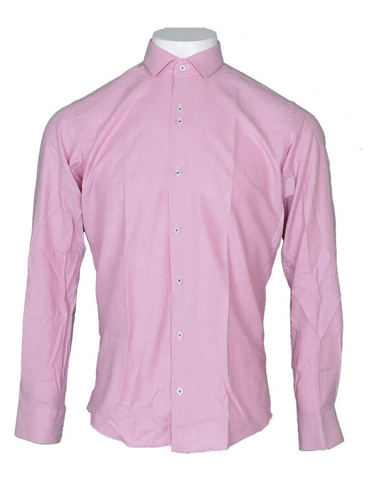 Endeson Fashion Men's Shirt Long Sleeve Pink