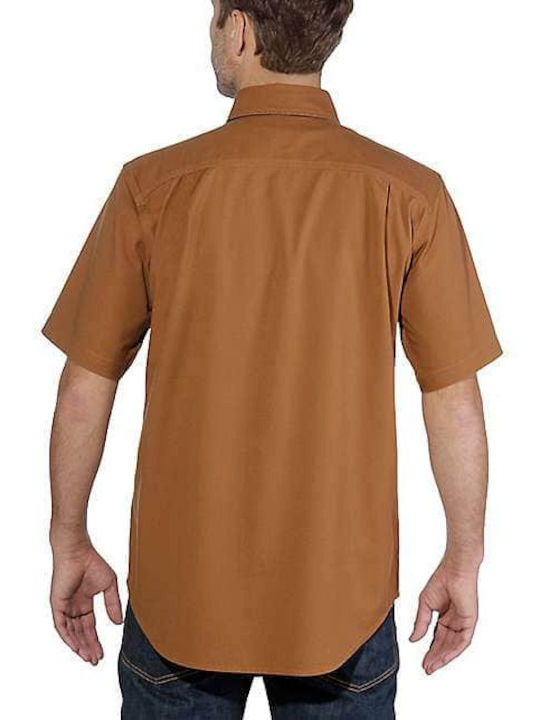 Carhartt Men's Shirt Short Sleeve Cotton Brown