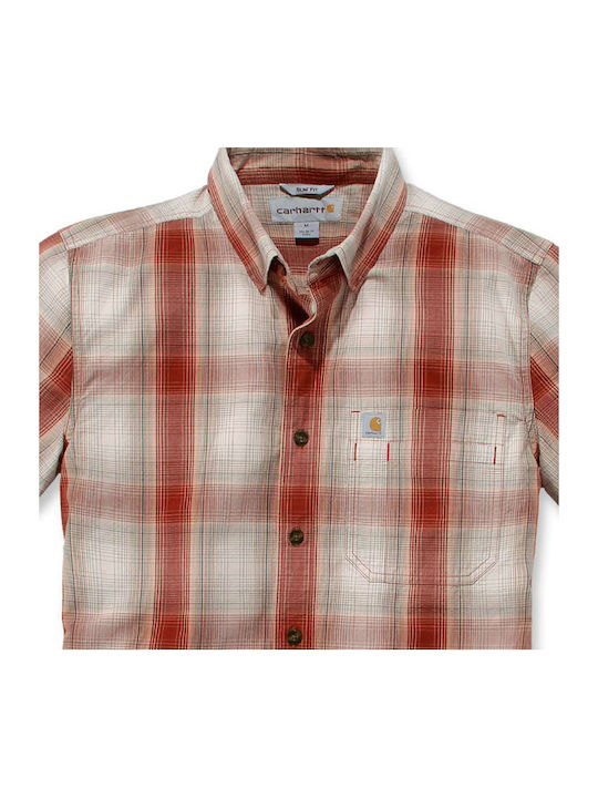 Carhartt Men's Shirt Short Sleeve Checked Orange