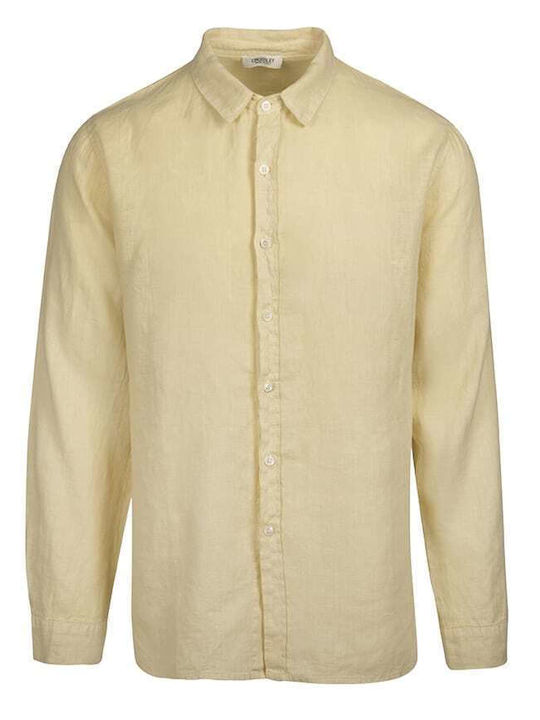 Crossley Men's Shirt Long Sleeve Linen Yellow