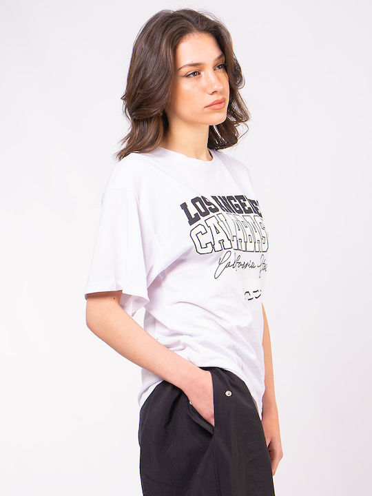 The Lady Γυναικείο Oversized T-shirt Λευκό