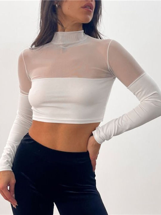 Chica Women's Crop Top Long-sleeved White