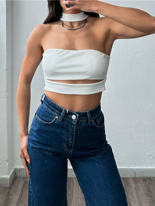 Дамски Crop Топ Бял