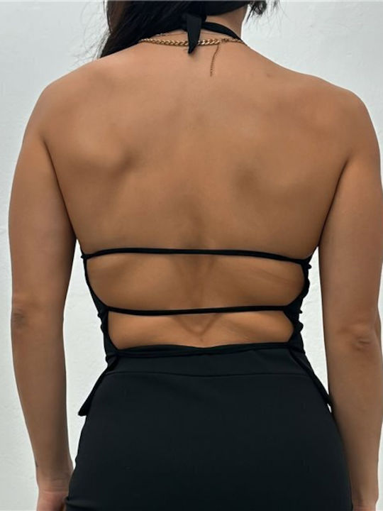 Γυναικείο Crop Top Αμάνικο Καλοκαιρινό Μαύρο