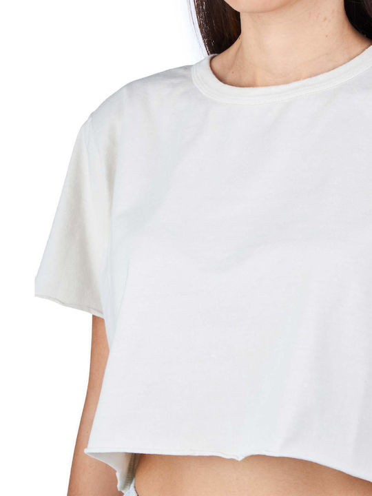 Women's Summer Crop Top Short Sleeve Beige