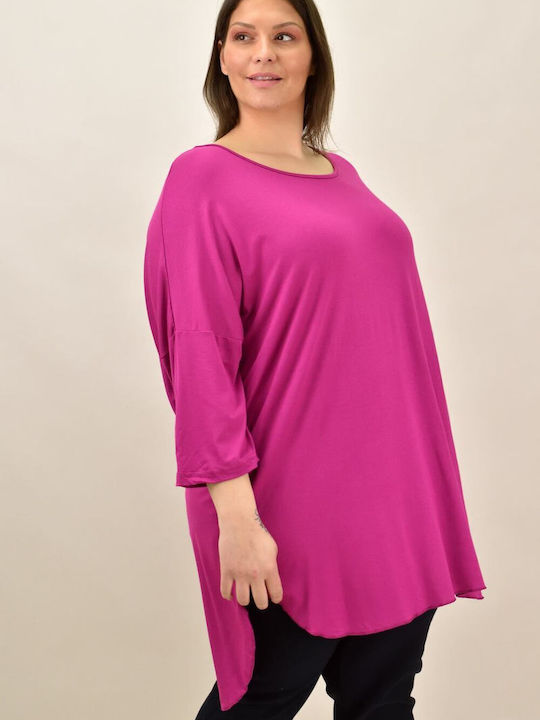 First Woman Women's Blouse with 3/4 Sleeve Purple