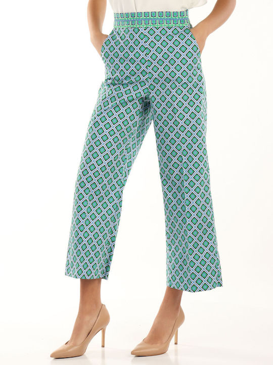 Marella Damen Stoff Palazzo-Hose Hellblau