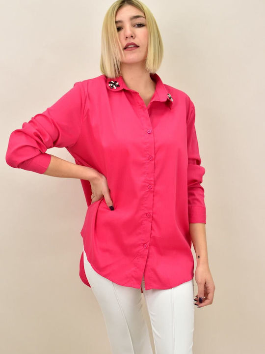 Potre Women's Monochrome Long Sleeve Shirt Fuchsia