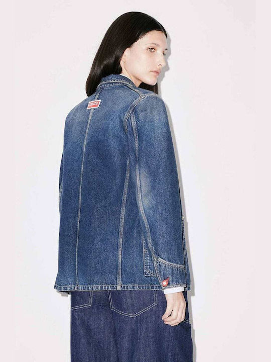 Kenzo Women's Short Jean Jacket for Spring or Autumn Blue