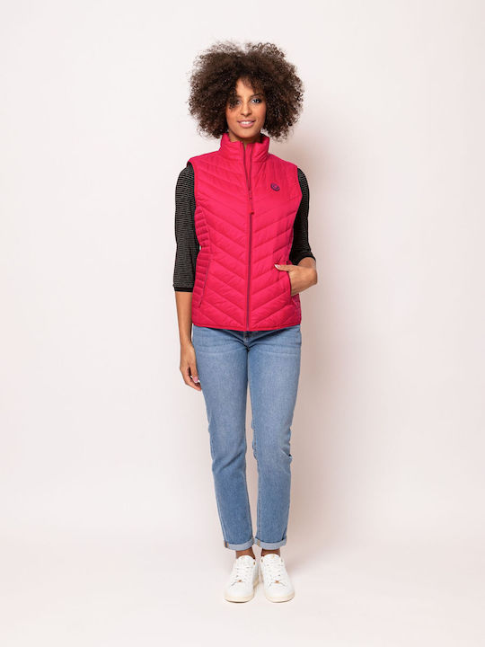 Heavy Tools Women's Short Puffer Jacket for Spring or Autumn Fuchsia