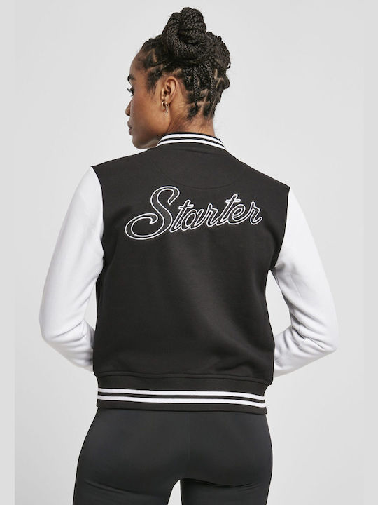 Starter Women's Short Bomber Jacket for Spring or Autumn Black