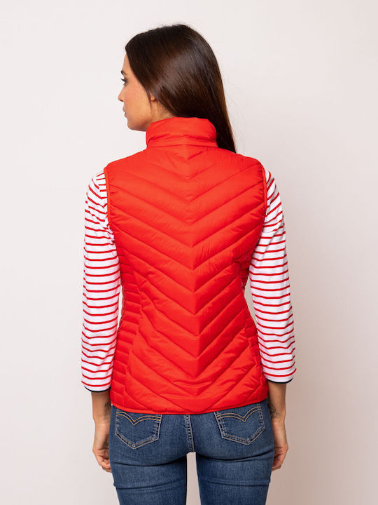 Women's for Hiking Short Puffer Jacket for Spring or Autumn Red