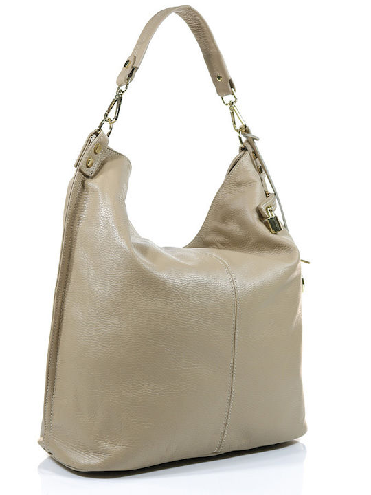 Passaggio Leather Women's Leather Shopper Shoulder Bag Beige