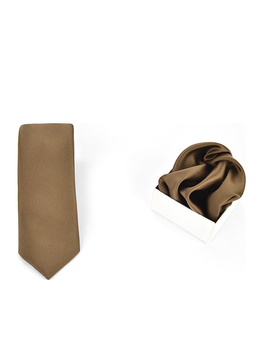 Messaggero Synthetic Men's Tie Set Monochrome Beige