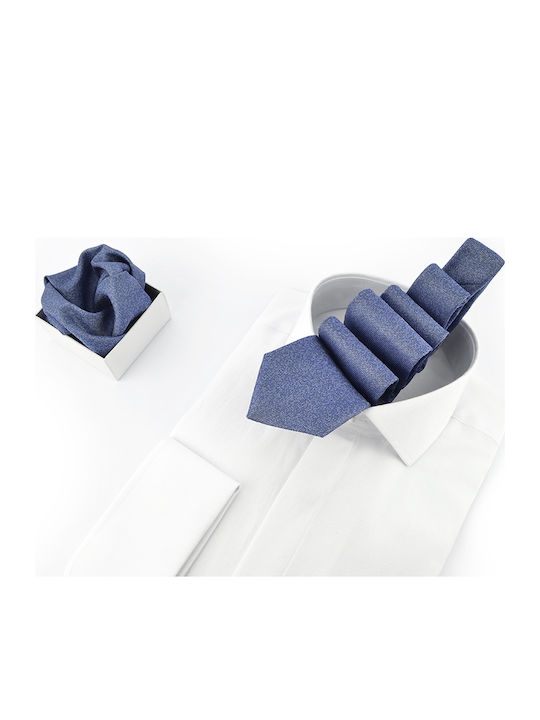 Messaggero Men's Tie Set Synthetic Monochrome in Blue Color