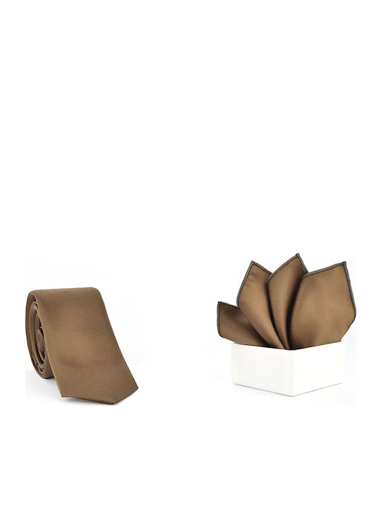 Messaggero Synthetic Men's Tie Set Monochrome Beige