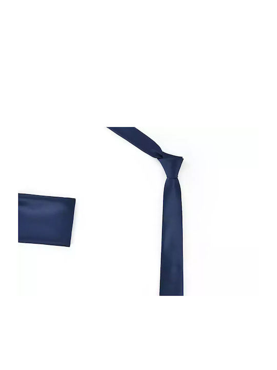 Messaggero Herren Krawatten Set Monochrom in Blau Farbe